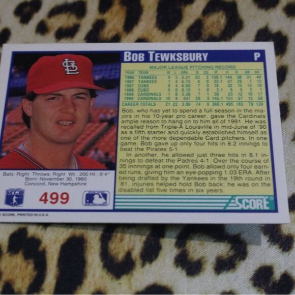Bob Tewksbury #499 Baseball Card - Picture 2 of 2